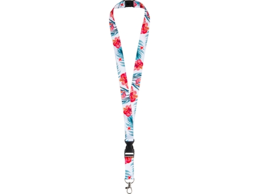 Изображение №3 | Ланъярд под сублимацию с карабином, межуровневым замком и замком обрыва, 2 см (белый)