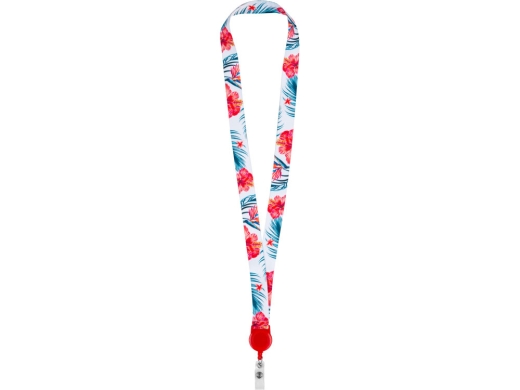 Изображение №3 | Ланъярд под сублимацию с ретрактором, 2 см (белый, красный)