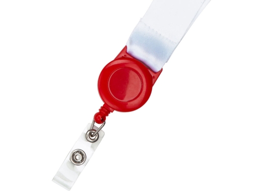 Изображение №4 | Ланъярд под сублимацию с ретрактором, 2,5 см (белый/красный)