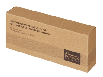 Изображение №6 | Часы настольные с беспроводной зарядкой «Index», 10 Вт (натуральный, черный)