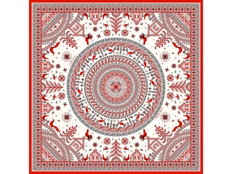 Изображение №1 | Платок «Мезенская роспись» (красный, белый)