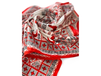 Изображение №5 | Платок «Мезенская роспись» (красный, белый)