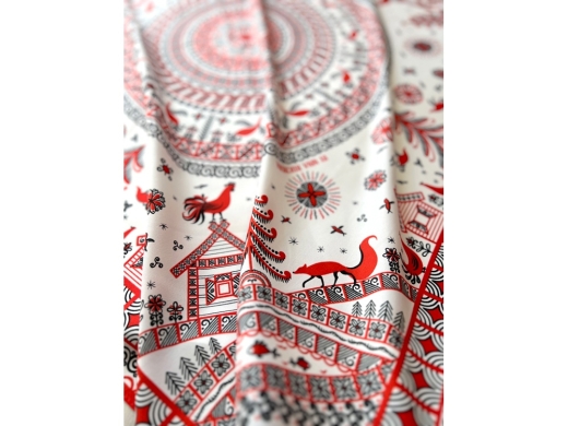 Изображение №3 | Платок «Мезенская роспись» (красный, белый)