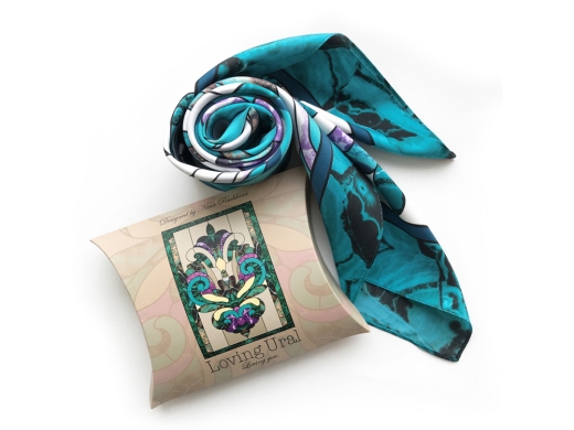 Изображение №7 | Платок «Каменный Цветок» (малахитовый, сиреневый)