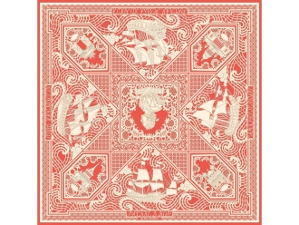 Изображение №1 | Платок «Русская резьба по кости» (светло-красный)