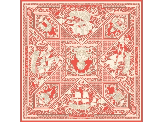 Изображение №1 | Платок «Русская резьба по кости» (светло-красный)