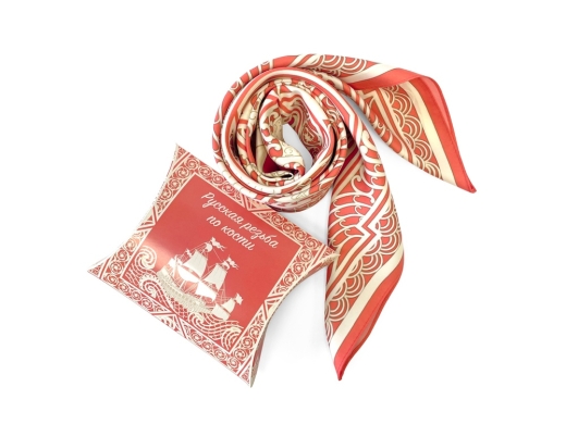 Изображение №4 | Платок «Русская резьба по кости» (светло-красный)