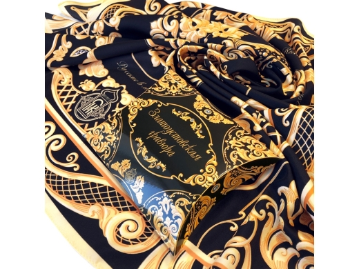 Изображение №7 | Платок «Златоустовская гравюра» (черный, золотистый)