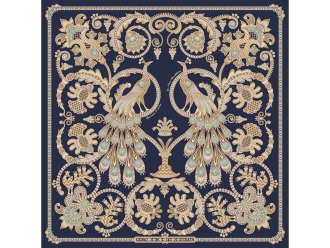 Изображение №1 | Платок «Русское золотное шитьё» (темно-синий, золотистый)