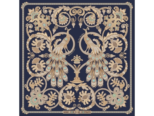 Изображение №1 | Платок «Русское золотное шитьё» (темно-синий, золотистый)