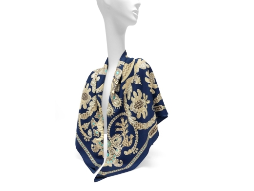 Изображение №7 | Платок «Русское золотное шитьё» (темно-синий, золотистый)