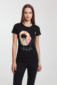 Изображение №1 | Футболка женская Feel The Beat, черная, размер S