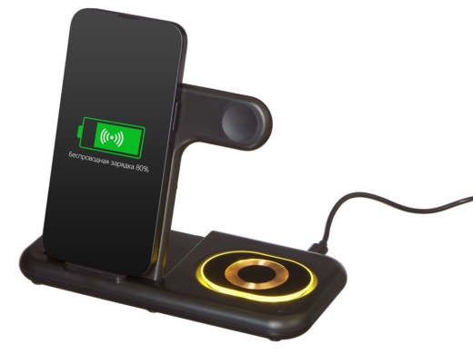 Изображение №3 | Беспроводная зарядная станция 3-в-1 «MajestIQ», 15 Вт (черный)