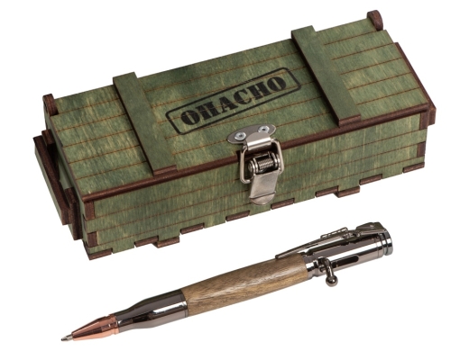 Изображение №2 | Ручка шариковая Орех (ручка- коричневый, gun, розовое золото, подарочная коробка- зеленый)