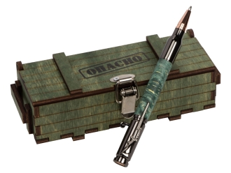 Изображение №3 | Ручка шариковая Кап клена (ручка- зеленый, gun, розовое золото, подарочная коробка- зеленый)