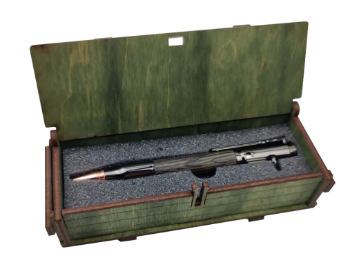 Изображение №7 | Ручка шариковая Морёный дуб (ручка- темно-коричневый, gun, розовое золото, подарочная коробка- зеленый)