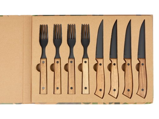 Изображение №1 | Набор приборов для стейка «Remy» (черный, натуральный коричневый)