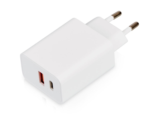 Изображение №1 | Сетевое зарядное устройство c выходами USB-A и USB-C и быстрой зарядкой QC/PD «Recharger Pro», 30 Вт (белый)