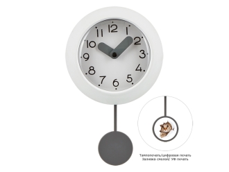 Изображение №1 | Настенные часы с маятником «Pendulum» (белый, серый)