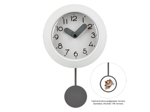 Изображение №1 | Настенные часы с маятником «Pendulum» (белый, серый)