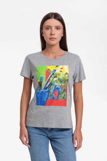 Изображение №1 | Футболка женская Artist Bear, серый меланж, размер S