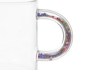 Изображение №4 | Стеклянная кружка с блестками в ручке «Feria» (прозрачный, разноцветный)