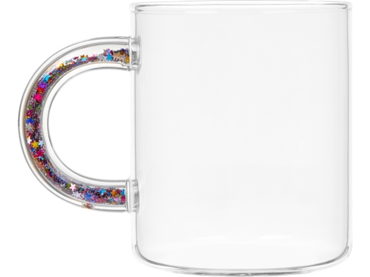 Изображение №3 | Стеклянная кружка с блестками в ручке «Feria» (прозрачный, разноцветный)