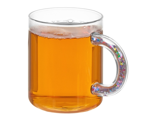 Изображение №6 | Стеклянная кружка с блестками в ручке «Feria» (прозрачный, разноцветный)