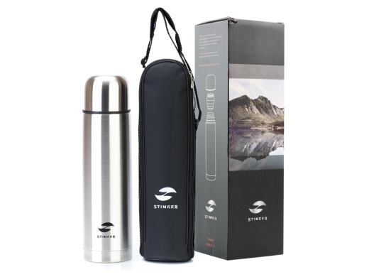 Изображение №5 | Термос с чехлом узкий, 1000 мл (серебристый)