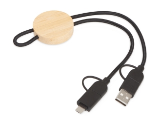 Изображение №1 | Универсальный зарядный кабель из переработанных ПЭТ и ТПЕ «Acalypha», быстрая зарядка 25 Вт (черный/натуральный)