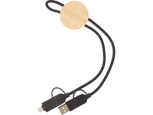 Изображение №3 | Универсальный зарядный кабель из переработанных ПЭТ и ТПЕ «Acalypha», быстрая зарядка 25 Вт (черный/натуральный)