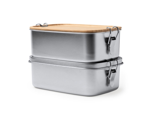 Изображение №3 | Ланч-бокс DAIKON из нержавеющей стали с бамбуковой крышкой (серебристый/бежевый)