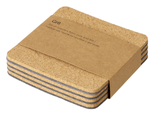 Изображение №4 | Набор костеров из пробки с фетром «Grit» (бежевый, серый)