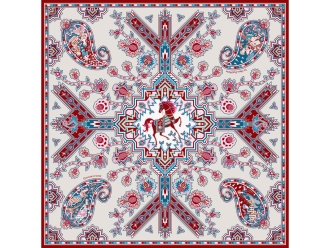 Изображение №1 | Платок «Кавказский скакун» (бордовый, голубой, бежевый)