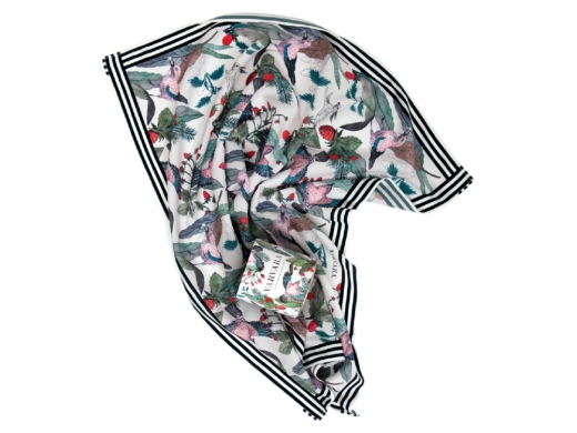 Изображение №1 | Платок «Фазаны» (белый, мультиколор)