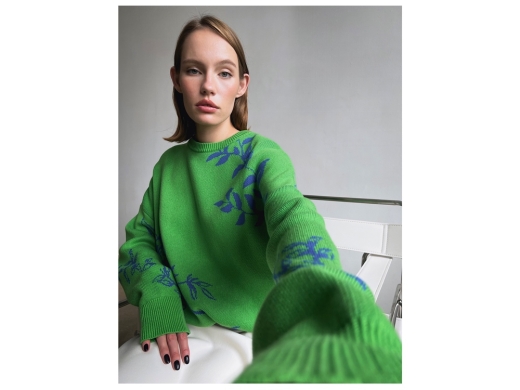 Изображение №2 | Джемпер «Хризантема» onesize (зеленый, синий)