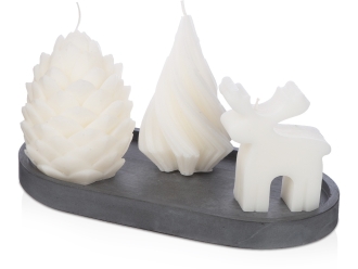 Изображение №1 | Набор свечей на подставке «New year» (белый, серый)