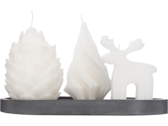 Изображение №2 | Набор свечей на подставке «New year» (белый, серый)