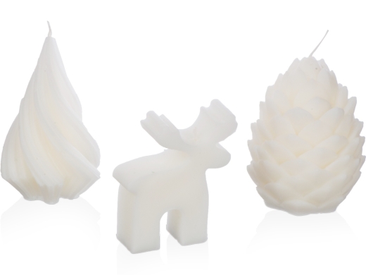 Изображение №3 | Набор свечей на подставке «New year» (белый, серый)