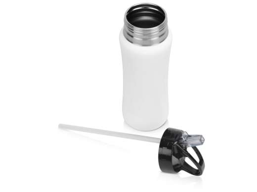 Изображение №2 | Бутылка спортивная из стали «Коста-Рика», 600 мл (белый/черный/серебристый)