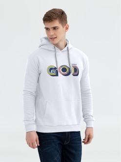 Изображение №2 | Толстовка с капюшоном «Новый GOD», белая, размер XS