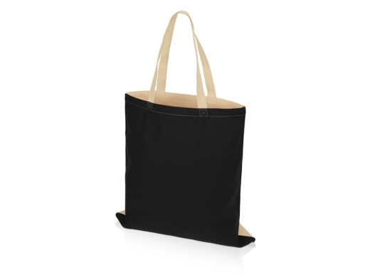 Изображение №2 | Сумка для шопинга «Twin» двухцветная из хлопка, 180 г/м2 (черный/натуральный)