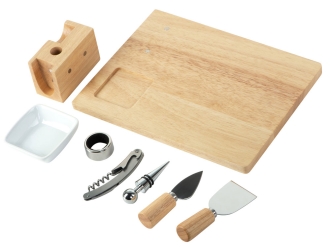 Изображение №2 | Набор для сыра и вина со съемной подставкой «Save time» (натуральный, белый, серебристый)