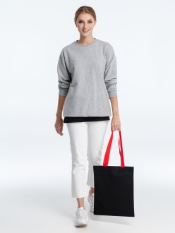 Изображение №5 | Холщовая сумка BrighTone, черная с красными ручками