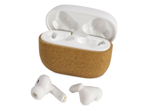 Изображение №1 | Наушники беспроводные TWS «Socorro» из пробки и переработанного пластика (белый)