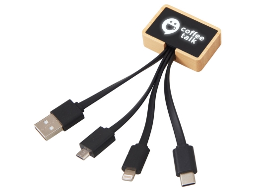 Изображение №1 | Кабель 3-в-1 с подсветкой лого «Reedia S6» (черный/натуральный)