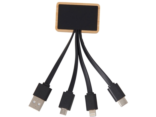 Изображение №2 | Кабель 3-в-1 с подсветкой лого «Reedia S6» (черный/натуральный)