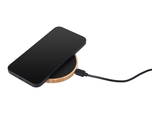 Изображение №2 | Беспроводное зарядное устройство с подсветкой лого «Reedia S3», 15 Вт (черный/натуральный)