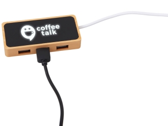 Изображение №2 | USB хаб с подсветкой лого «Reedia S5», 3*USB, 1*Type C (черный/натуральный)