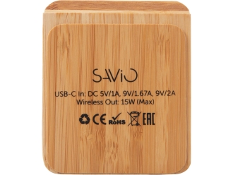 Изображение №5 | Беспроводное зарядное устройство 2-в-1 с подсветкой лого «Reedia S4», 15 Вт (черный/натуральный)